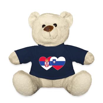 Serbien Slowenien Flagge Herz - Teddy - French Navy - Vorne