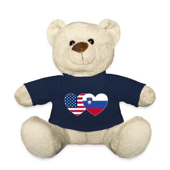 USA Slowenien Flagge Herz - Teddy - French Navy - Vorne