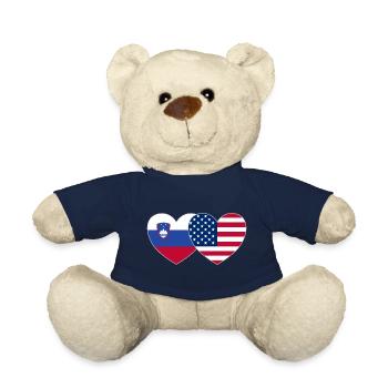 Slovenia USA Flag Heart - Teddy Bear - french navy - Front