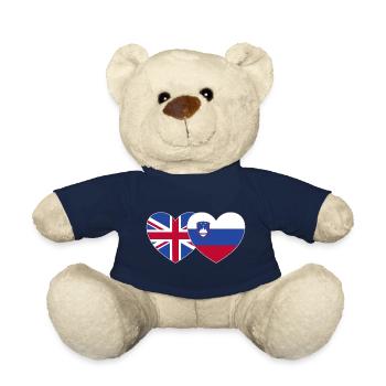 Great Britain Slovenia Flag Heart - Teddy Bear - french navy - Front