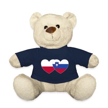 Polen Slowenien Flagge Herz - Teddy - French Navy - Vorne
