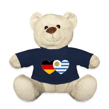 Germany Uruguay Flag Heart - Teddy Bear - french navy - Front