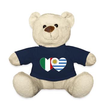 Italie Uruguay Drapeau Coeur - Nounours - bleu marine - Devant