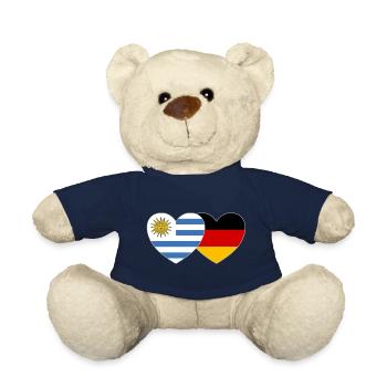Uruguay Germany Flag Heart - Teddy Bear - french navy - Front