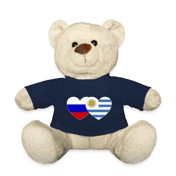 Russia Uruguay Flag Heart - Teddy Bear - french navy - Front