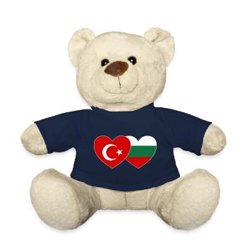 Turkey Bulgaria Flag Heart - Teddy Bear - french navy - Front