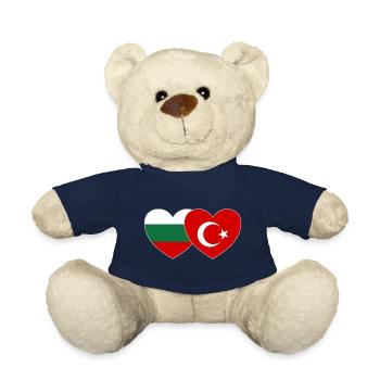 Bulgaria Turkey Flag Heart - Teddy Bear - french navy - Front