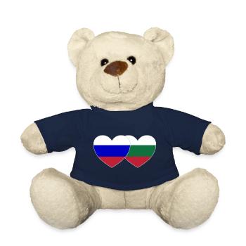 Russie Bulgarie Drapeau Cœur - Nounours - bleu marine - Devant
