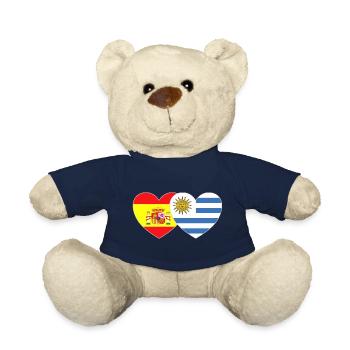 Spain Uruguay Flag Heart - Teddy Bear - french navy - Front