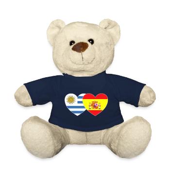 Uruguay Spain Flag Heart - Teddy Bear - french navy - Front