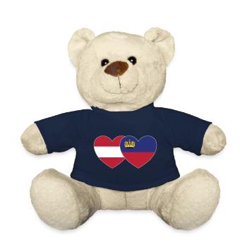 Österreich Liechtenstein Flagge Herz - Teddy - French Navy - Vorne