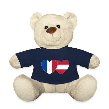 France Austria Flag Heart - Teddy Bear - french navy - Front