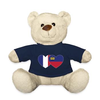 Drapeau de la France Liechtenstein Cœur - Nounours - bleu marine - Devant