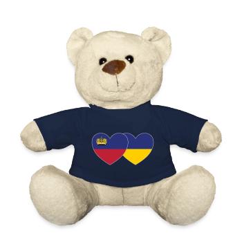 Liechtenstein Ukraine Flagge Herz - Teddy - French Navy - Vorne