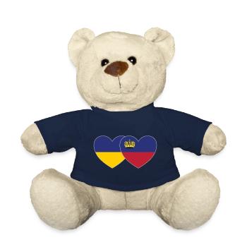 Ukraine Liechtenstein Flagge Herz - Teddy - French Navy - Vorne