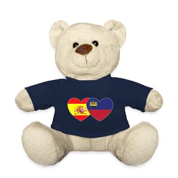 Spanien Liechtenstein Flagge Herz - Teddy - French Navy - Vorne