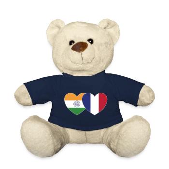 Inde France Flag Coeur - Nounours - bleu marine - Devant