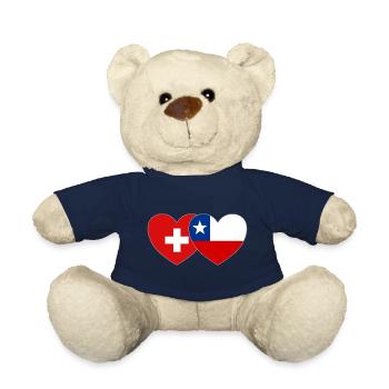 Schweiz Chile Flagge Herz - Teddy - French Navy - Vorne