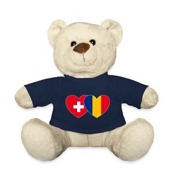 Schweiz Rumänien Flagge Herz - Teddy - French Navy - Vorne