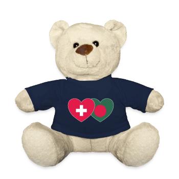 Switzerland Bangladesh Flag Heart - Teddy Bear - french navy - Front
