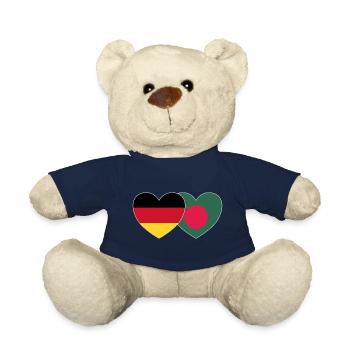 Germany Bangladesh Flag Heart - Teddy Bear - french navy - Front
