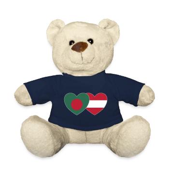 Bangladesh Austria Flag Heart - Teddy Bear - french navy - Front