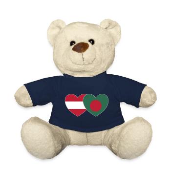 Austria Bangladesh Flag Heart - Teddy Bear - french navy - Front