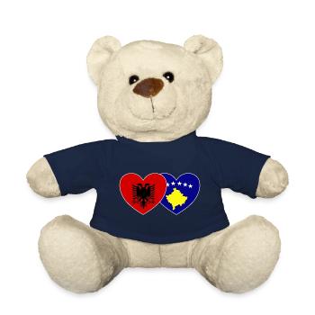 Albania Kosovo Flag Heart - Teddy Bear - french navy - Front