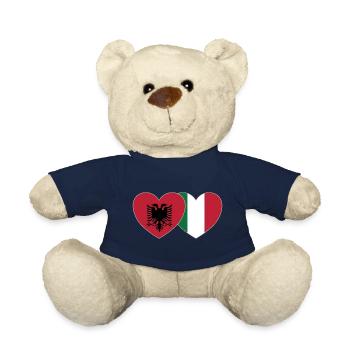 Albania Italy Flag Heart - Teddy Bear - french navy - Front