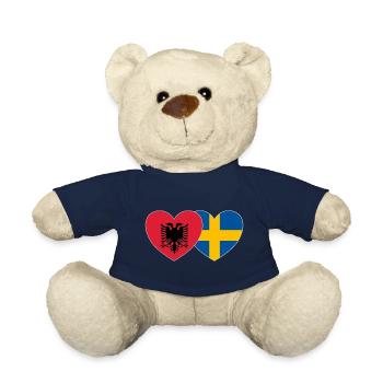 Albania Sweden Flag Heart - Teddy Bear - french navy - Front