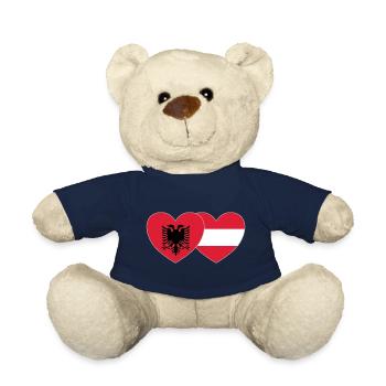 Albania Easter Flag Heart - Teddy Bear - french navy - Front