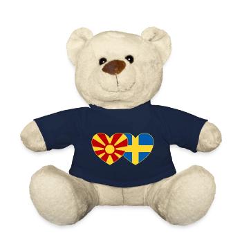 Macedonia Sweden Flag Heart - Teddy Bear - french navy - Front