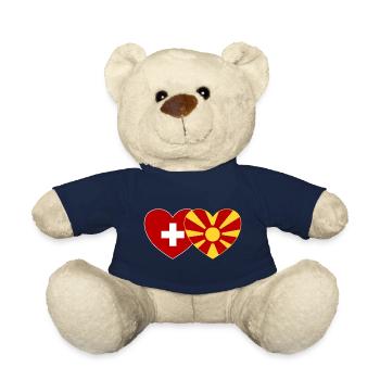 Schweiz Mazedonien Flagge Herz - Teddy - French Navy - Vorne