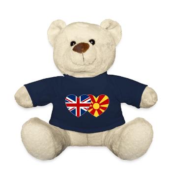 England Mazedonien Flagge Herz - Teddy - French Navy - Vorne