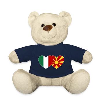 Italien Mazedonien Flagge Herz - Teddy - French Navy - Vorne
