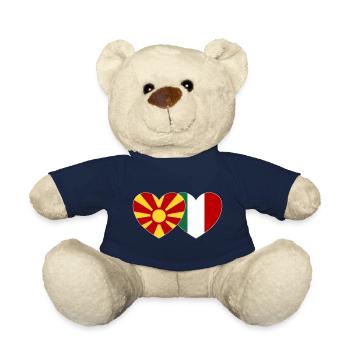 Mazedonien Italien Flagge Herz - Teddy - French Navy - Vorne