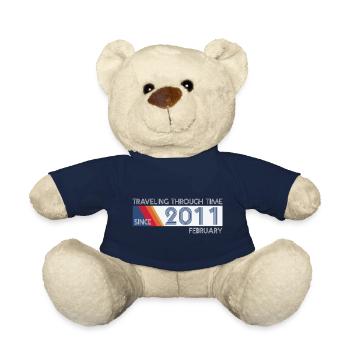 Funny Time Travel Birthday Design February 2011 - Teddy Bear - french navy - Front