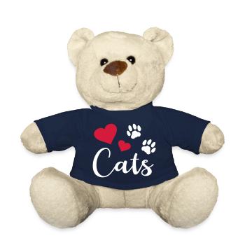 Chat amour patte coeur patte de chat amour félin - Nounours - bleu marine - Devant