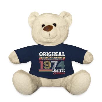 Original November 1974 48th birthday gift - Teddy Bear - french navy - Front