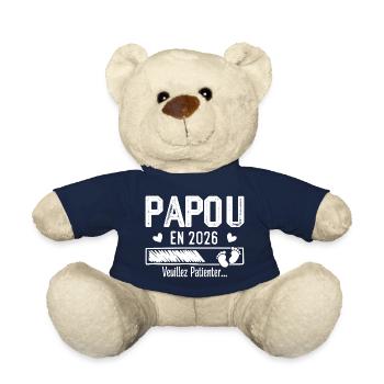Papou en 2026 cadeau futur Papy - Nounours - bleu marine - Devant