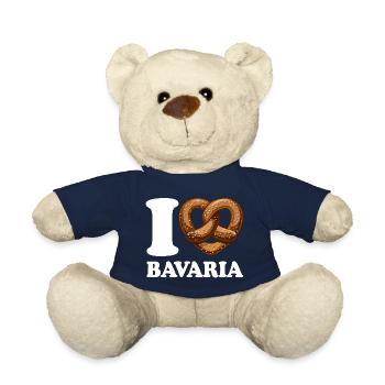 I Love Bavaria Pretzel - Heart - Saying - Teddy Bear - french navy - Front