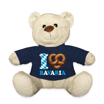 I Love Bavaria Pretzel - Heart - Saying - Teddy Bear - french navy - Front