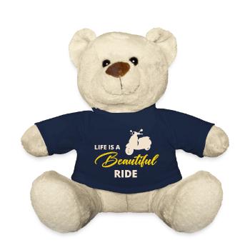 Scooter Rider Scootering Motorcycle Racer Ride - Teddy Bear - french navy - Front