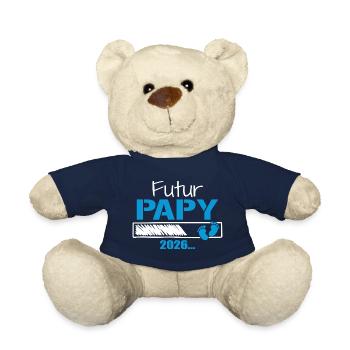 Futur Papy 2026 Cadeau Bientôt Grand-Père - Nounours - bleu marine - Devant