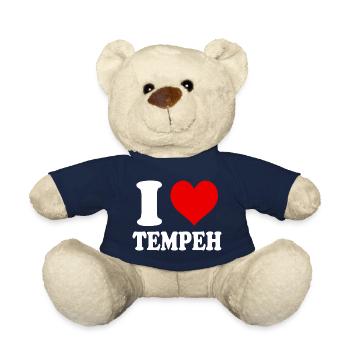 I Love Tempeh Vegan Vegetable Food Funny Heart - Teddy Bear - french navy - Front