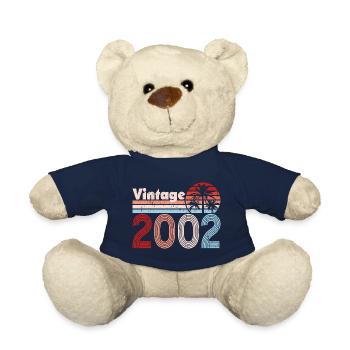 Millésime 2002 Palmiers Rétro Anniversaire - Nounours - bleu marine - Devant