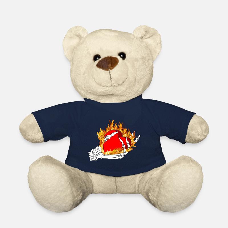 Cook hand holds a heart on fire - Teddy Bear - french navy
