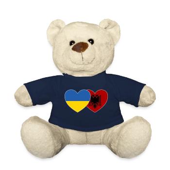 Ukraine Albanie Drapeau du cœur - Nounours - bleu marine - Devant