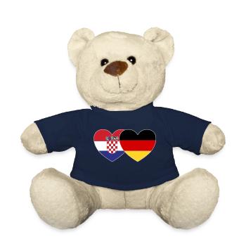 Croatia Germany Flag Heart - Teddy Bear - french navy - Front