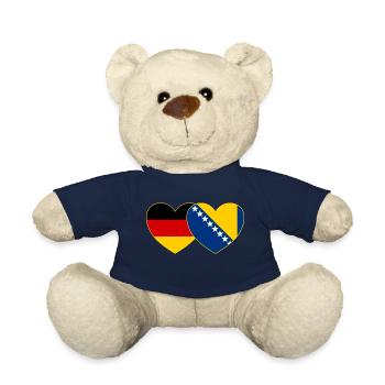 Germany Bosnia Flag Heart - Teddy Bear - french navy - Front